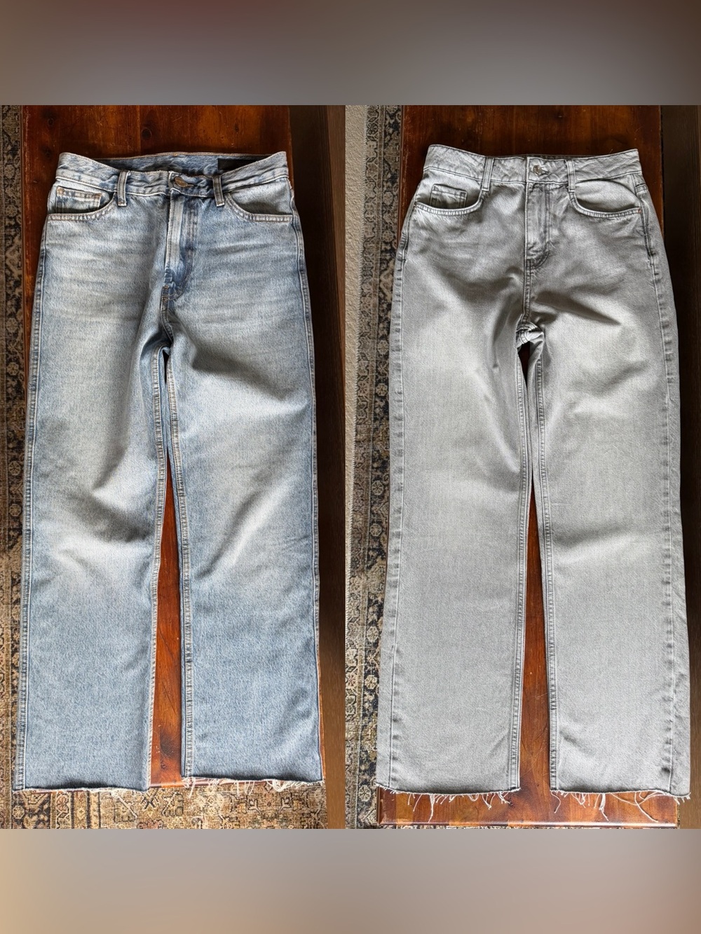 Zara High Rise Z1975 Straight Jeans in Light Blue and Gray Washes Size 4